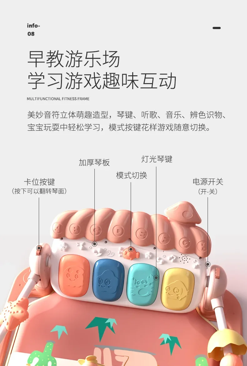 Baby Fitness Piano Mats Cute Toddler Indoor Activity Crawling Musical Educational Gym Soft Playmat For Newborn Baby Infant Gifts