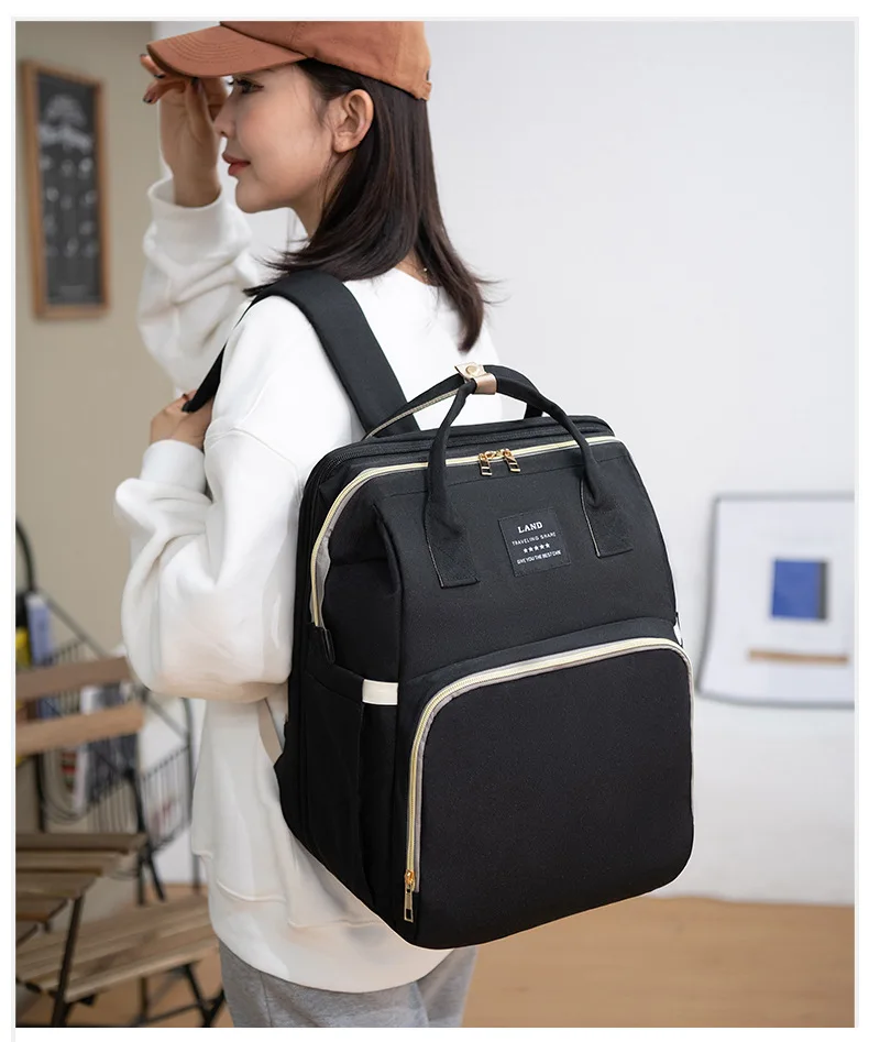 Mommy Bag Lightweight Portable Folding Crib Bed Large-capacity Travel Maternity Bags Baby Backpack Female Mommy Outting Bag Gift