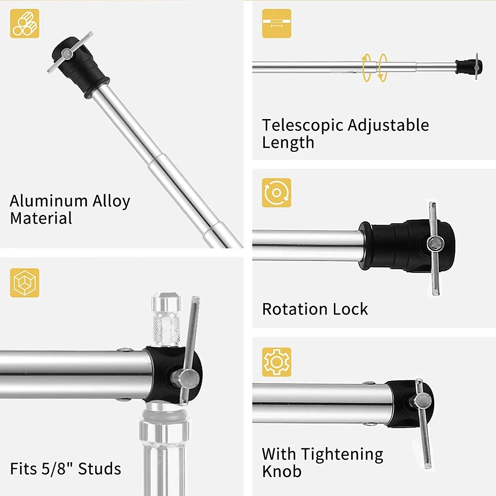 Selens 120-300cm Backdrop Stand Horizontal Bar Adjustable C-Stand Tripod Pole Photo Studio Kits Photography Accessories 삼각대