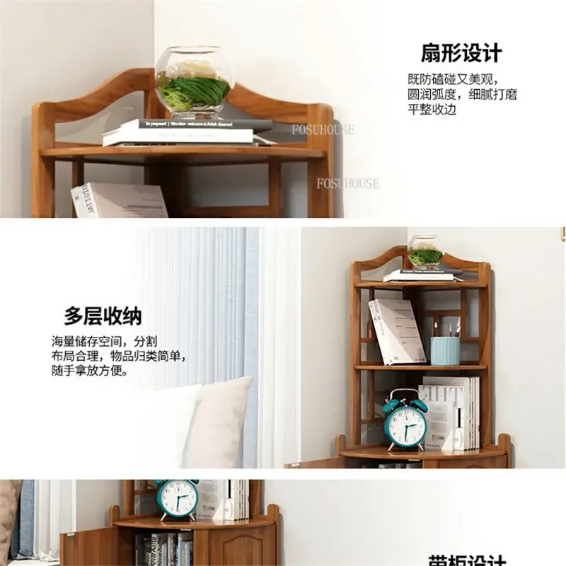 New Chinese Corner Cabinet Bamboo Living Room Cabinets Household Furniture Living Room Corner Storage Cabinet Triangular Cabinet
