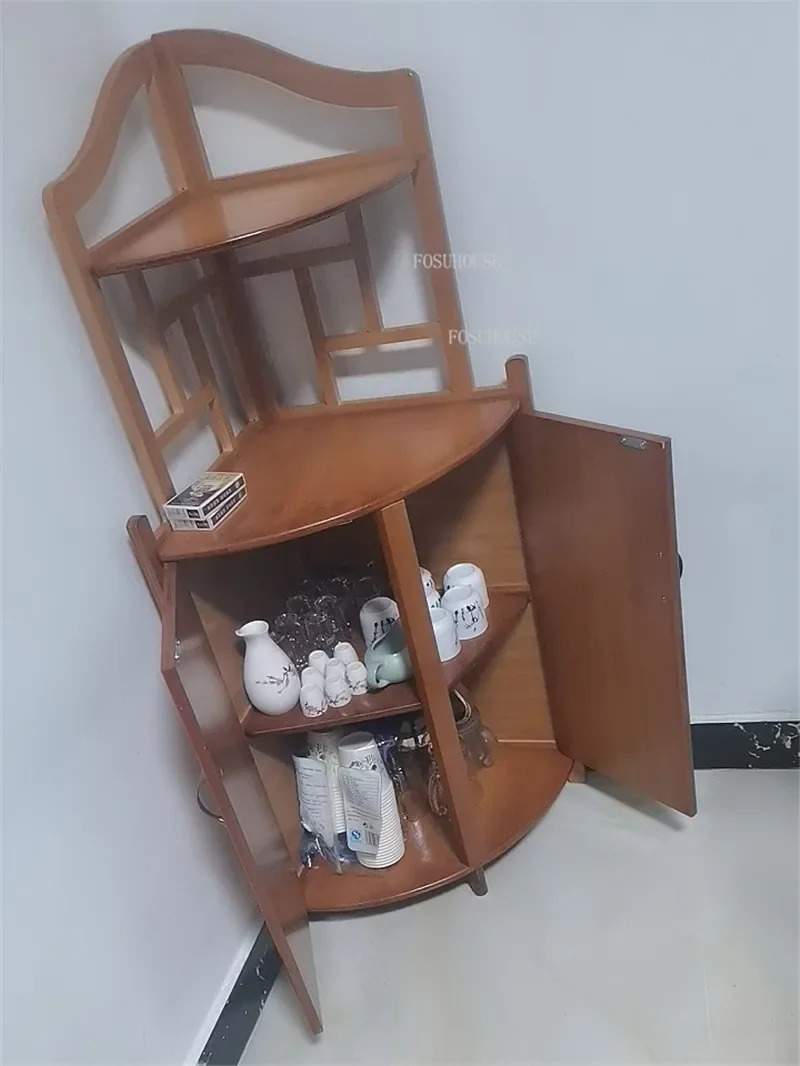 New Chinese Corner Cabinet Bamboo Living Room Cabinets Household Furniture Living Room Corner Storage Cabinet Triangular Cabinet