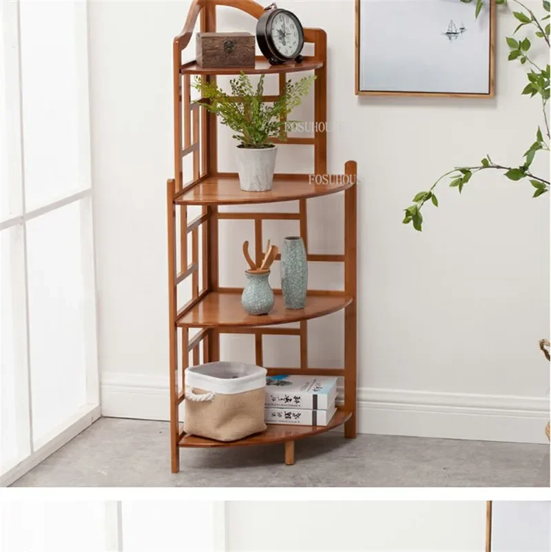 New Chinese Corner Cabinet Bamboo Living Room Cabinets Household Furniture Living Room Corner Storage Cabinet Triangular Cabinet