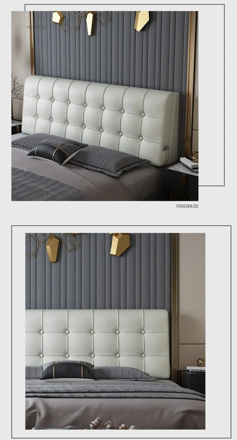 Modern Waterproof PU Leather Headboard with Side Pockets Simple Headboards for Tatami Creative Design Bed Headboards for Bedroom