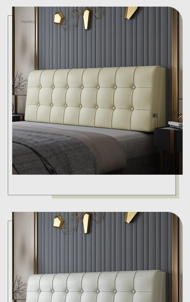 Modern Waterproof PU Leather Headboard with Side Pockets Simple Headboards for Tatami Creative Design Bed Headboards for Bedroom