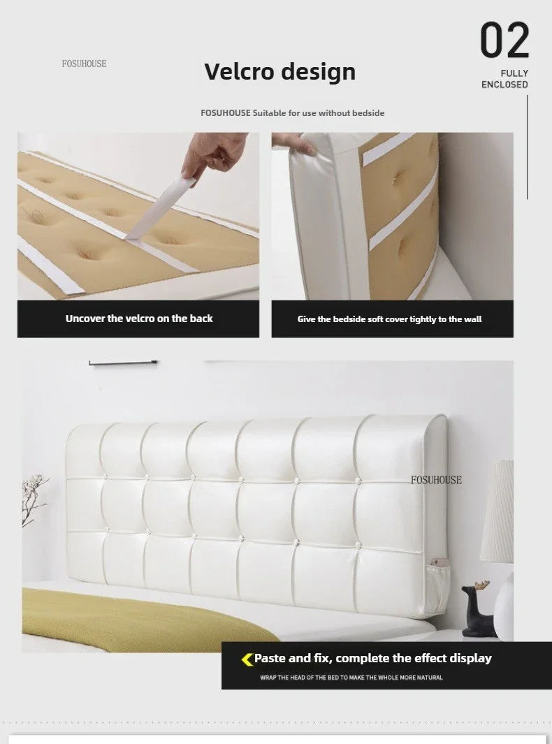 Modern Waterproof PU Leather Headboard with Side Pockets Simple Headboards for Tatami Creative Design Bed Headboards for Bedroom