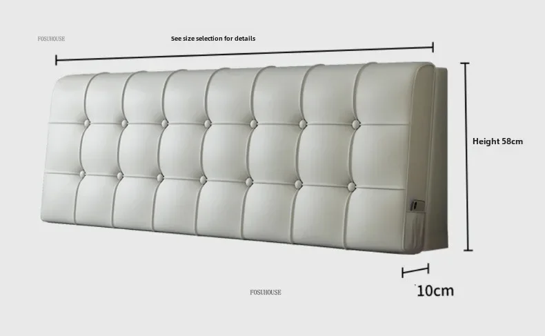 Modern Waterproof PU Leather Headboard with Side Pockets Simple Headboards for Tatami Creative Design Bed Headboards for Bedroom