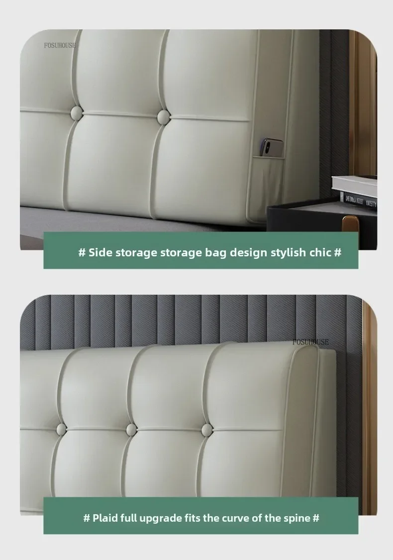 Modern Waterproof PU Leather Headboard with Side Pockets Simple Headboards for Tatami Creative Design Bed Headboards for Bedroom