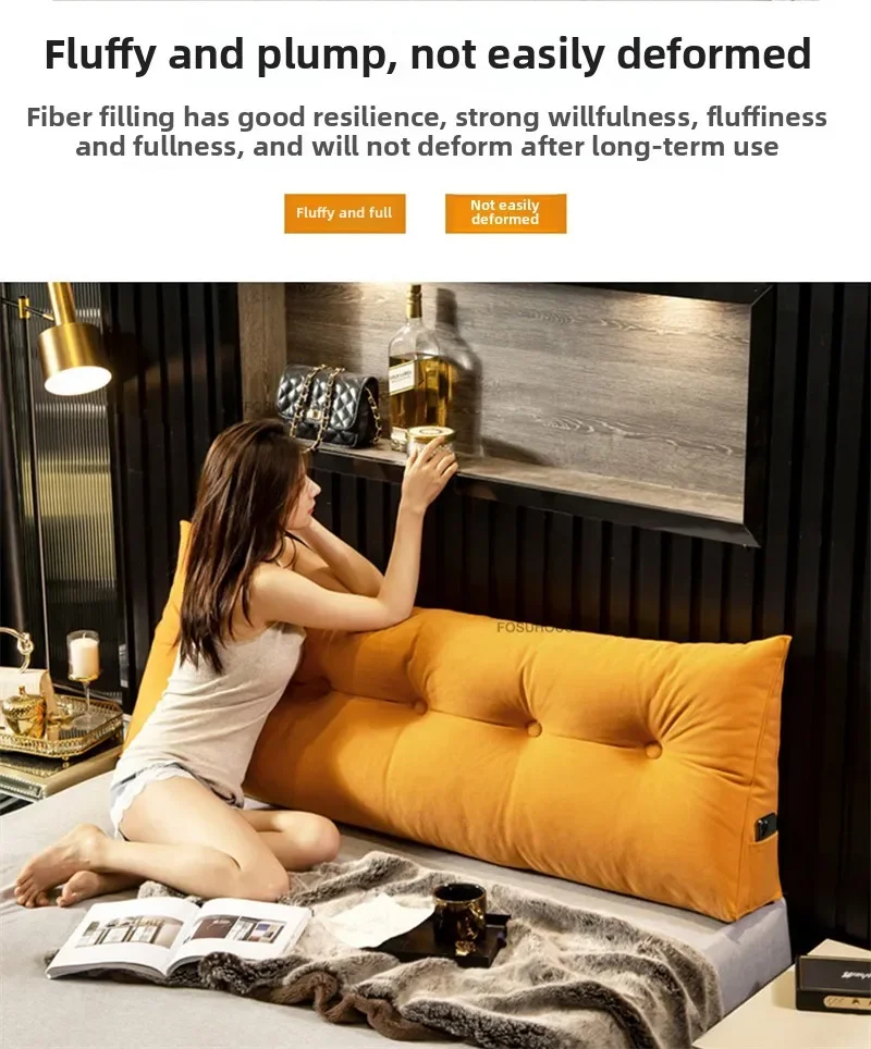 Simple Triangle Backrest Headboards Flannel Soft Cushion Pillow Creative Bedroom Furniture Home Tatami Double Queen Bed CushionN