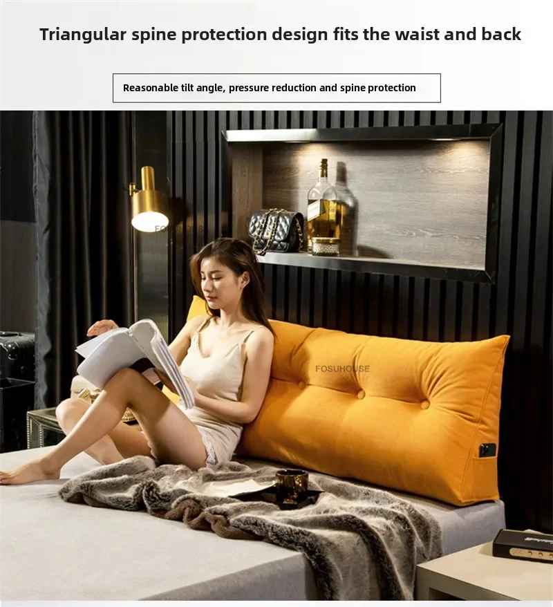 Simple Triangle Backrest Headboards Flannel Soft Cushion Pillow Creative Bedroom Furniture Home Tatami Double Queen Bed CushionN