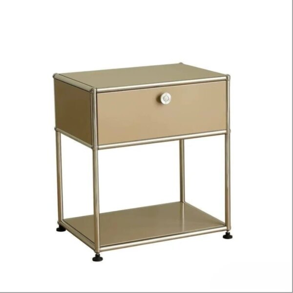 Vintage Nightstand Modular Bedside Table Stainless Steel Storage Cabinet for Bedroom Small Spaces