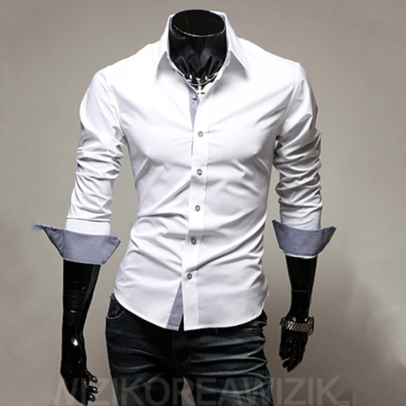 Mens Stripes Shirts Long Sleeved Slim White Social Shirts Casual Male Clothes Business Camisa Masculina Chemise christmas shirt