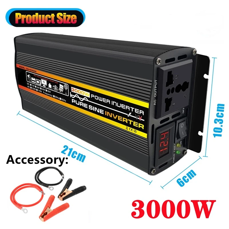 10000/12000 W 12/24V To 220V Pure Sine Wave Power Inverter Solar System/Solar Panel/Home/Outdoor/RV/Camping Wave Power Inverter