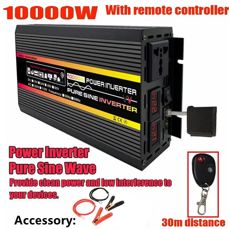10000/12000 W 12/24V To 220V Pure Sine Wave Power Inverter Solar System/Solar Panel/Home/Outdoor/RV/Camping Wave Power Inverter