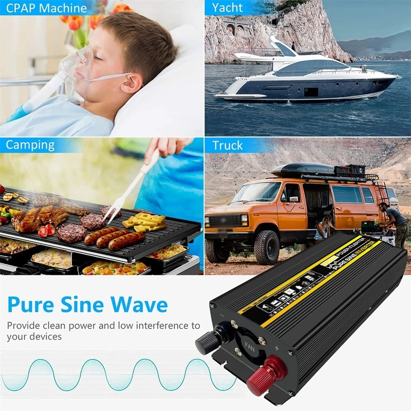 10000/12000 W 12/24V To 220V Pure Sine Wave Power Inverter Solar System/Solar Panel/Home/Outdoor/RV/Camping Wave Power Inverter