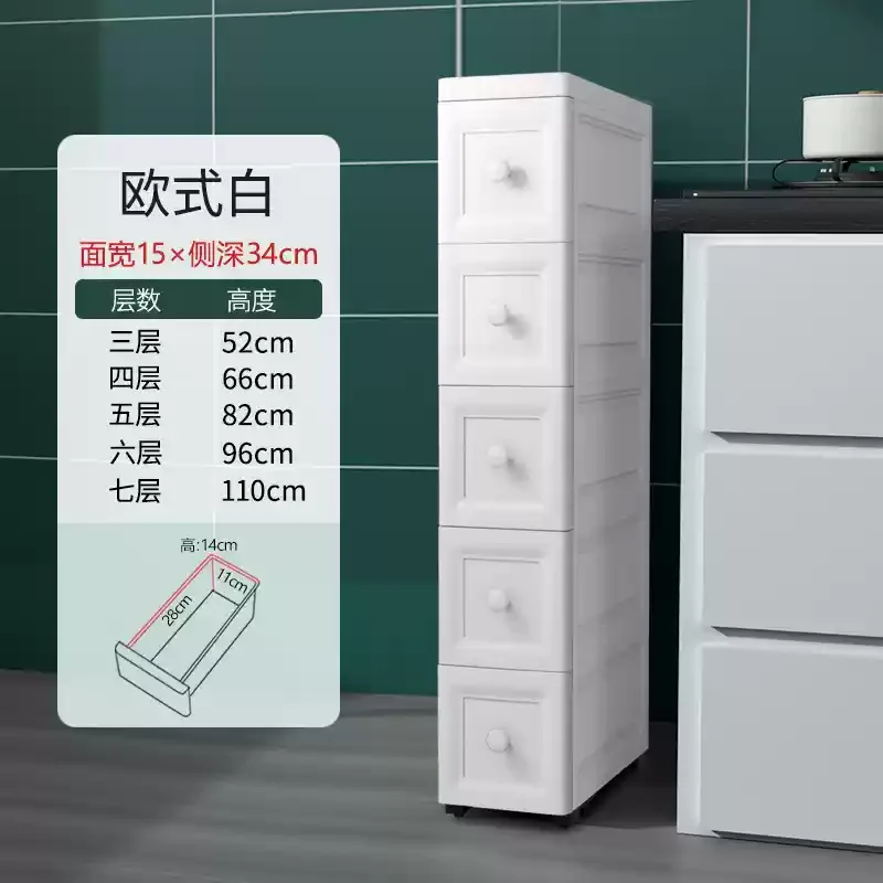 European Style Gap Storage Cabinet, Kitchen Narrow Gap Organizer Shelf, Bathroom Drawer-Type Storage Cabinet, Movable Bedside