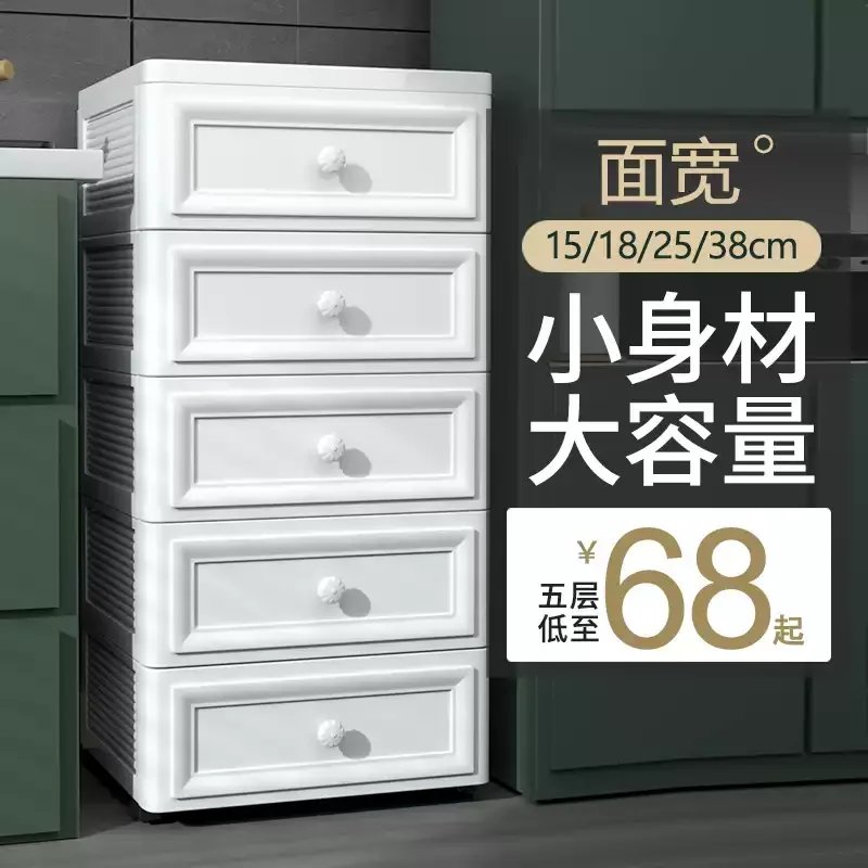 European Style Gap Storage Cabinet, Kitchen Narrow Gap Organizer Shelf, Bathroom Drawer-Type Storage Cabinet, Movable Bedside