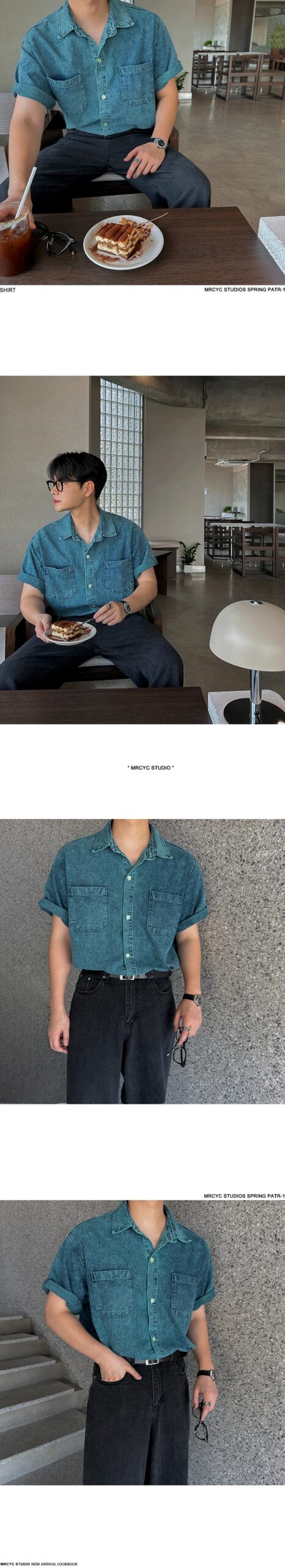 Denim Shirts Men Shirt Blouses Summer Top Casual Turn Down Collar Punk Biker Single Breasted Hip Pop Top Streetwear Shirts 2025