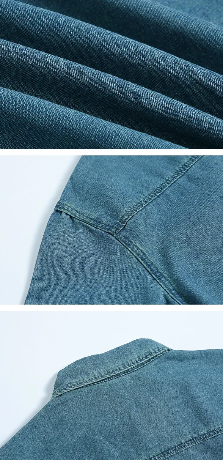 Denim Shirts Men Shirt Blouses Summer Top Casual Turn Down Collar Punk Biker Single Breasted Hip Pop Top Streetwear Shirts 2025