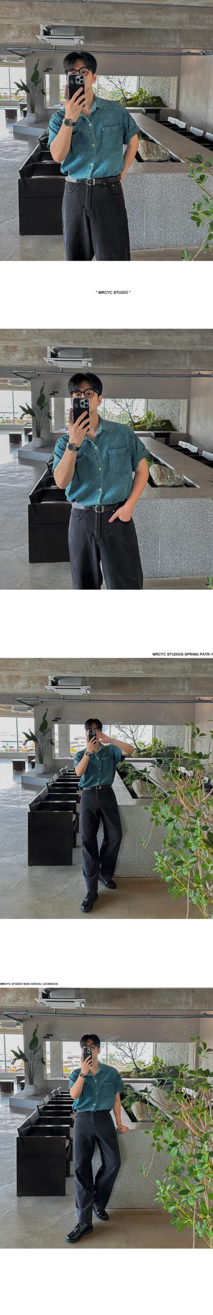 Denim Shirts Men Shirt Blouses Summer Top Casual Turn Down Collar Punk Biker Single Breasted Hip Pop Top Streetwear Shirts 2025