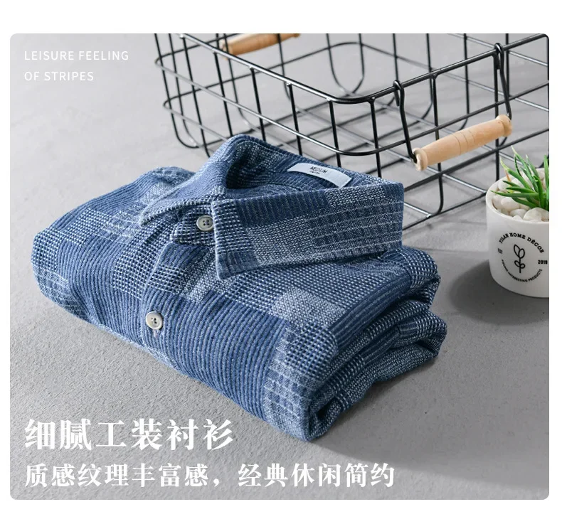 Summer Fashion Blue Check Denim Shirts for Men Short Sleeve Loose Handsome Cool Plaid Workwear 24ss Y2k Youth Male Tops Cityboys