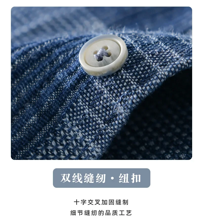 Summer Fashion Blue Check Denim Shirts for Men Short Sleeve Loose Handsome Cool Plaid Workwear 24ss Y2k Youth Male Tops Cityboys