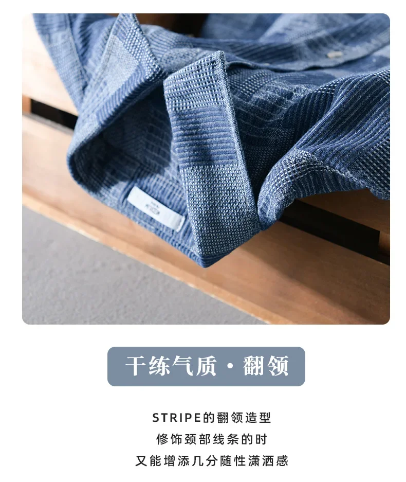Summer Fashion Blue Check Denim Shirts for Men Short Sleeve Loose Handsome Cool Plaid Workwear 24ss Y2k Youth Male Tops Cityboys
