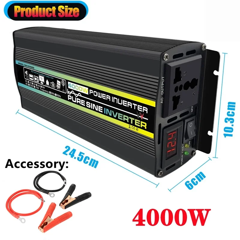 Pure Sine Wave Car Inverter Power Inverter DC12/24/48V To AC 110/220V Socket Converter for Car Home Outdoor Power Inverter 8000W