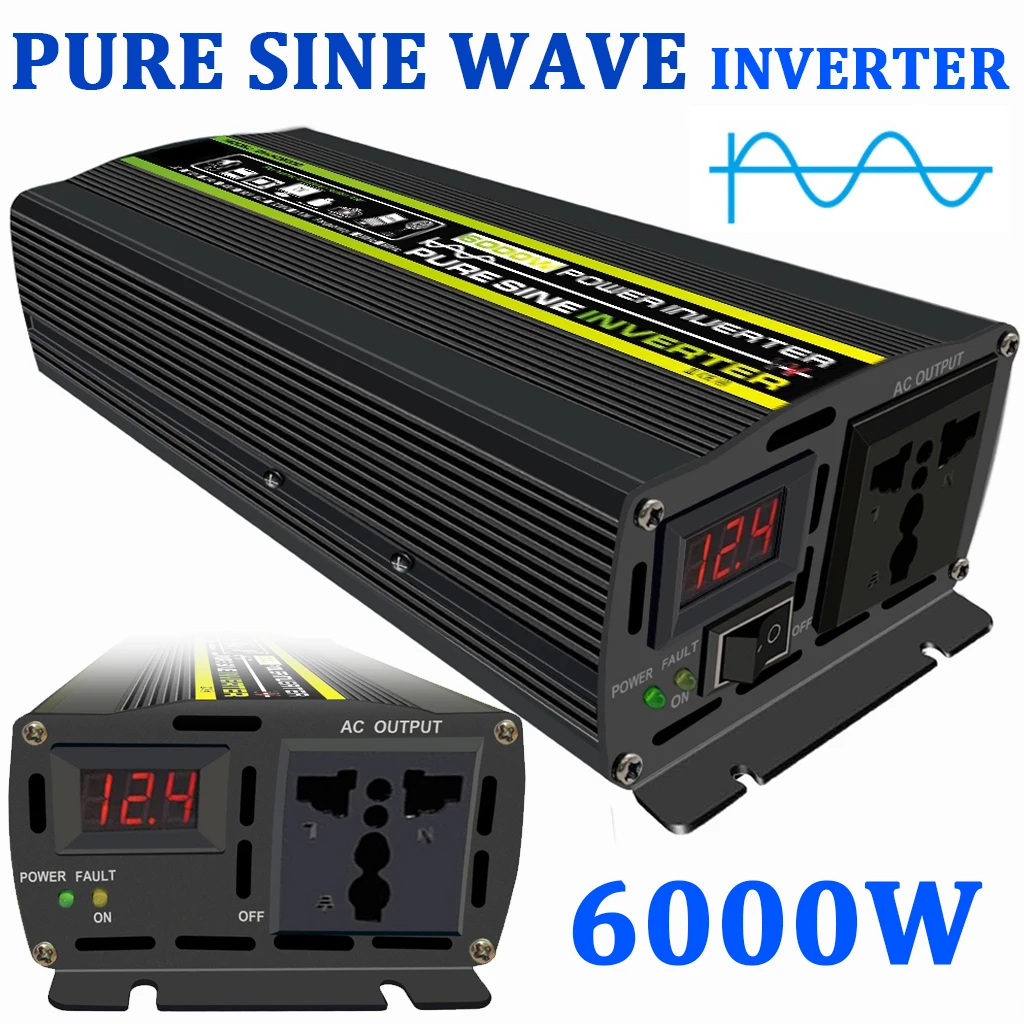 Pure Sine Wave Car Inverter Power Inverter DC12/24/48V To AC 110/220V Socket Converter for Car Home Outdoor Power Inverter 8000W
