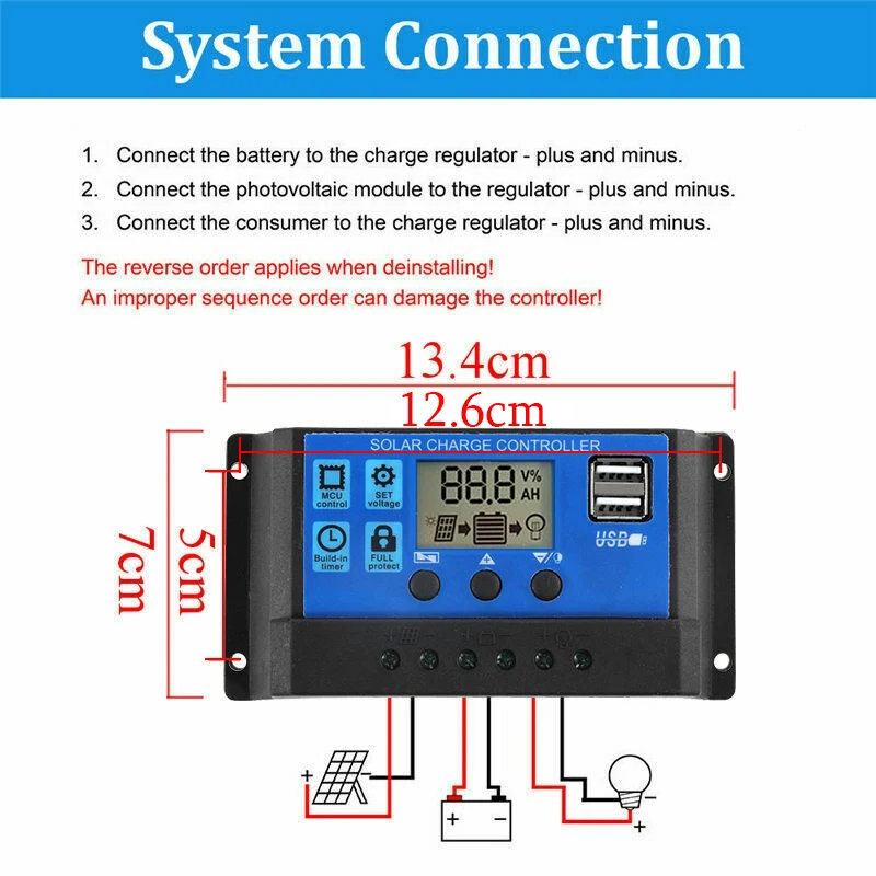 110V/220V Solar Power System 20W Solar Panel Battery Charge 30A Controller 6000W 12V 220V Inverter Complete Power Generation Kit