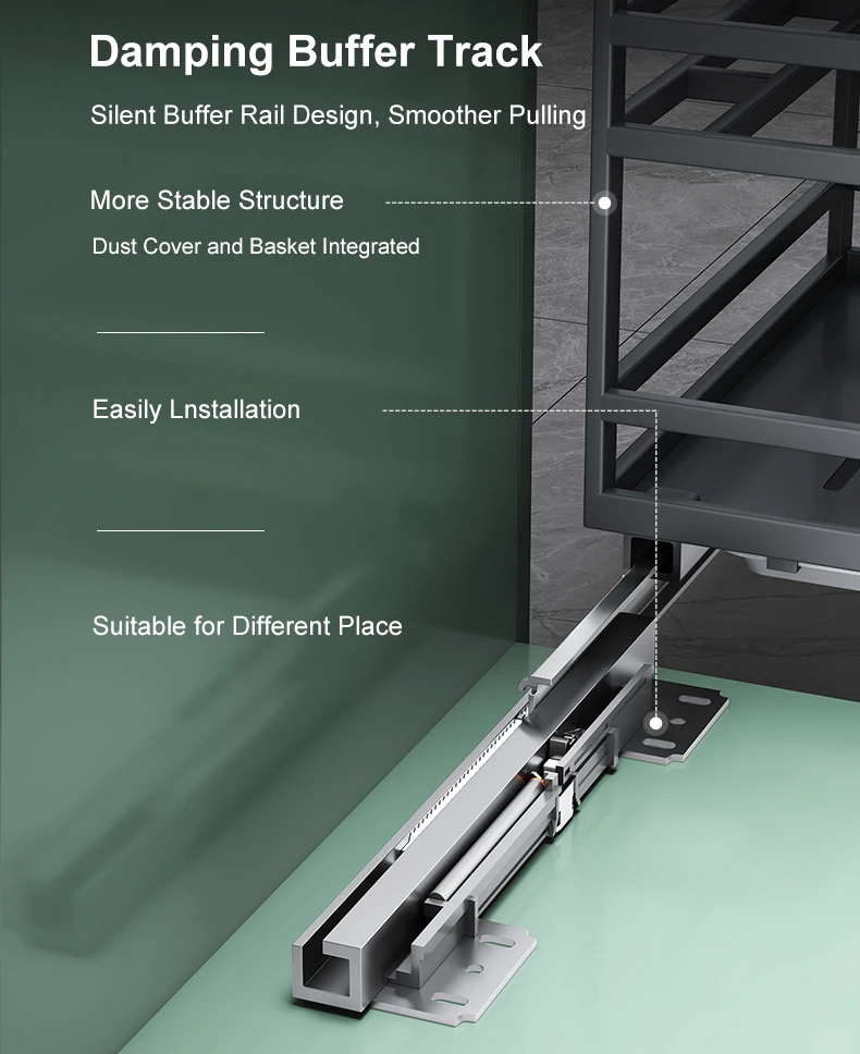 HNOSS Kitchen Pull Out Spice Basket Sliding Modern T Style Seasoning Rack Drawers