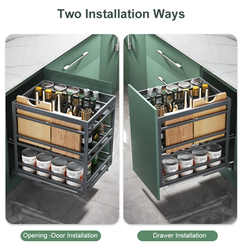 HNOSS Kitchen Pull Out Spice Basket Sliding Modern T Style Seasoning Rack Drawers