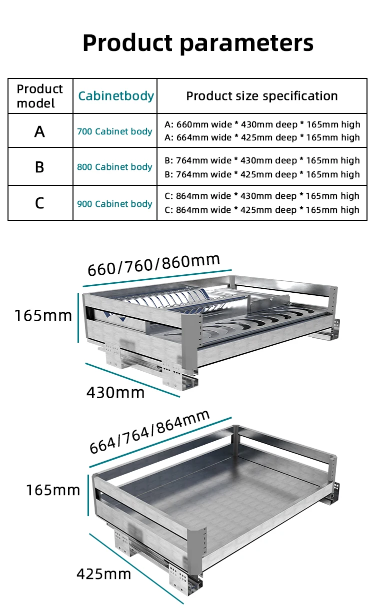 Kitchen Furniture Stainless Steel Drawer Basket Kitchen Shelf Drying Racks Kitchen Accessories GFR-983