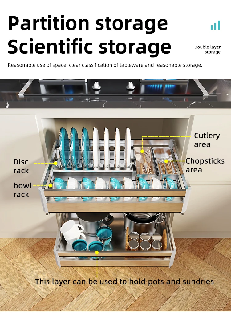 Kitchen Furniture Stainless Steel Drawer Basket Kitchen Shelf Drying Racks Kitchen Accessories GFR-983