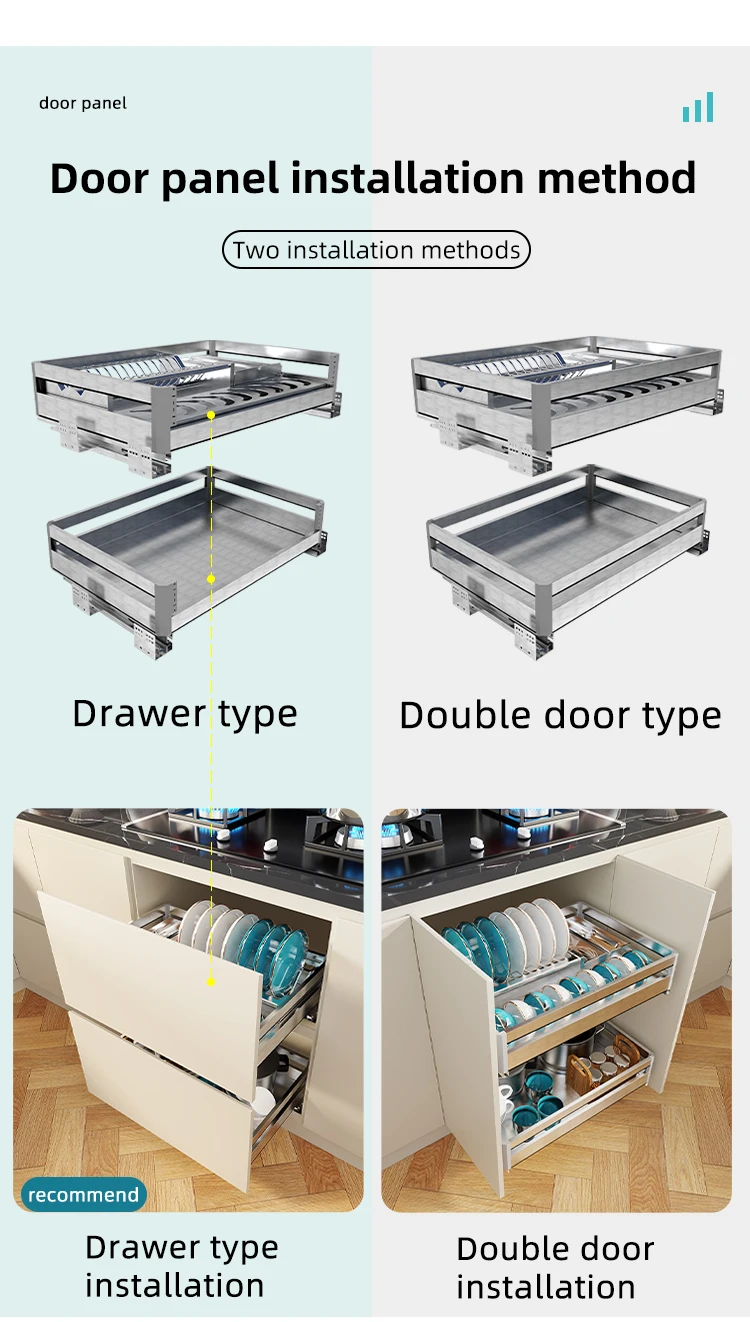 Kitchen Furniture Stainless Steel Drawer Basket Kitchen Shelf Drying Racks Kitchen Accessories GFR-983