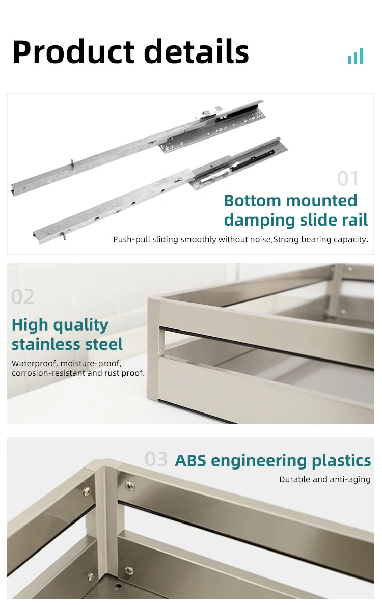 Kitchen Furniture Stainless Steel Drawer Basket Kitchen Shelf Drying Racks Kitchen Accessories GFR-983