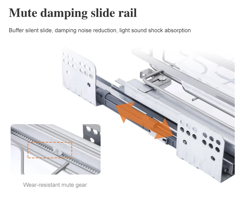 Modern Stainless Steel Pull-Out Drawer Basket For Kitchen Cabinets Iron Material In-Cabinet Storage
