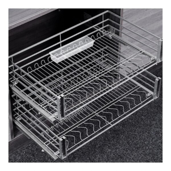 Modern Stainless Steel Pull-Out Drawer Basket For Kitchen Cabinets Iron Material In-Cabinet Storage