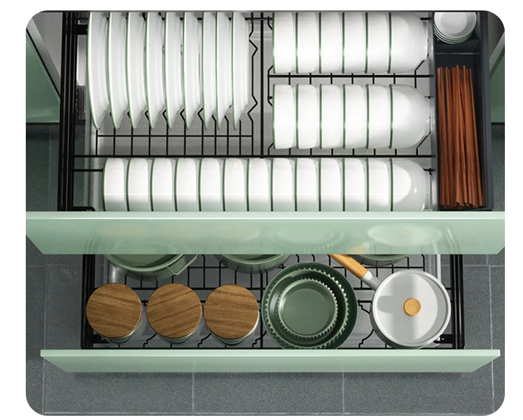 Modern Stainless Steel Pull-Out Drawer Basket For Kitchen Cabinets Iron Material In-Cabinet Storage