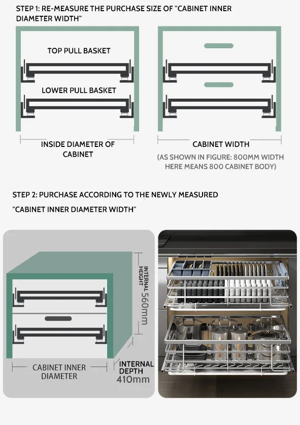 Modern Stainless Steel Pull-Out Drawer Basket For Kitchen Cabinets Iron Material In-Cabinet Storage