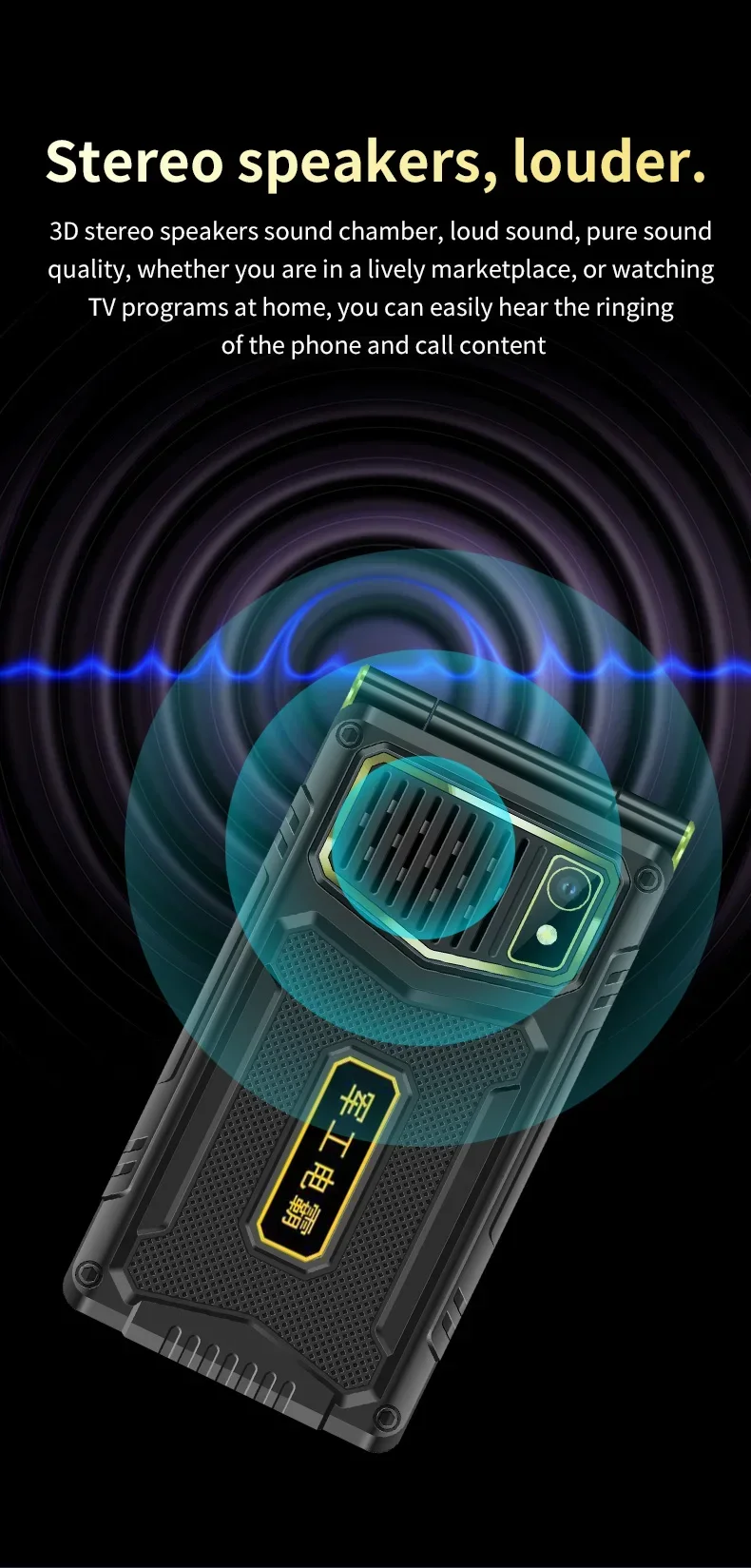 YeeMI M7+ Rugged 4G Feature Phone Big Button Full Band Flip Phone Dual SIM Dual Screen Cellphone For Old Man 6800mAh Big Battery