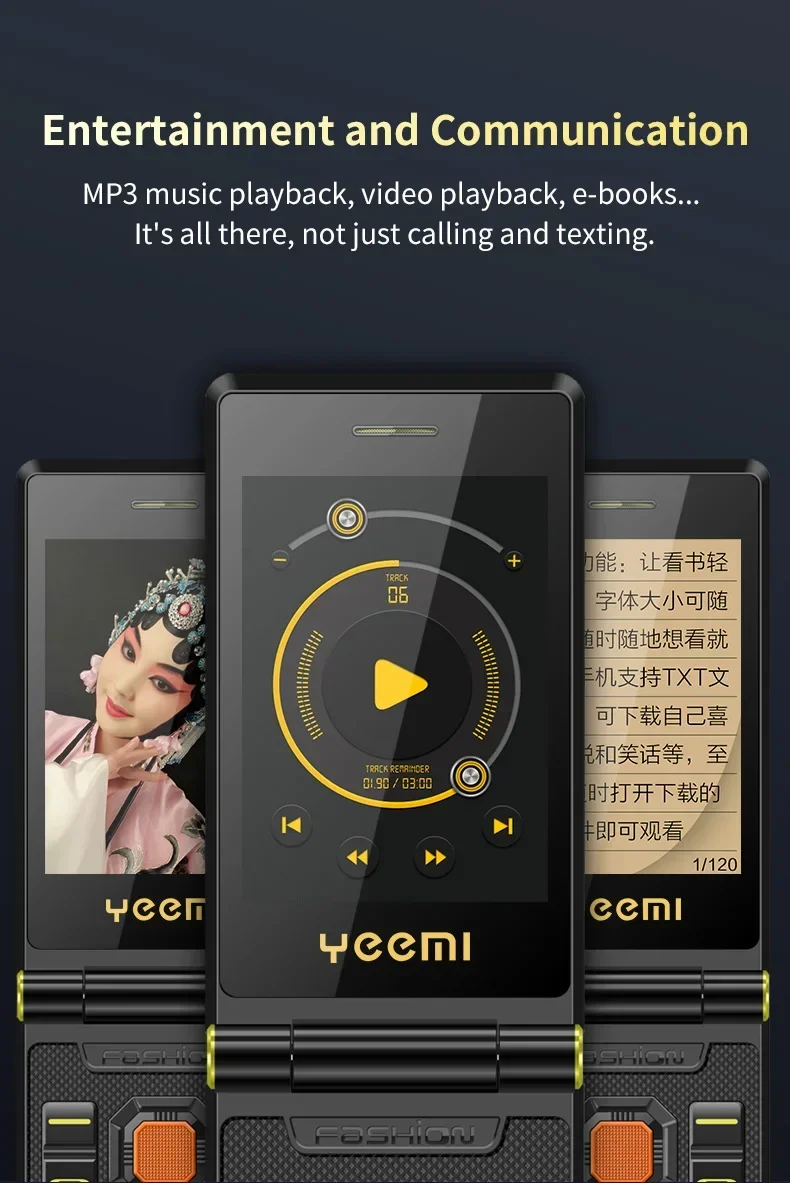 YeeMI M7+ Rugged 4G Feature Phone Big Button Full Band Flip Phone Dual SIM Dual Screen Cellphone For Old Man 6800mAh Big Battery