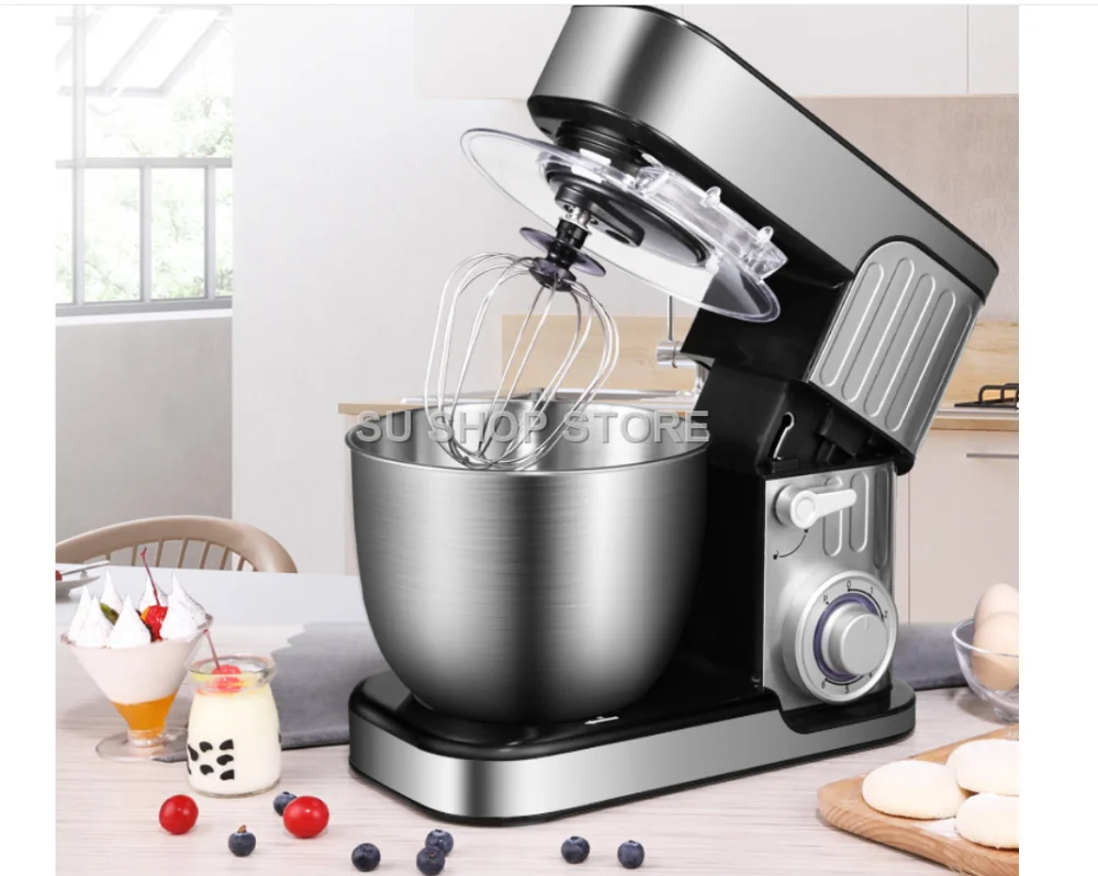 7L Stainless Steel Electric Food Stand Mixer 6-Speed Kitchen Chef with Egg Whisk Dough Cream Blender Juicer Meat Grinder Mincer