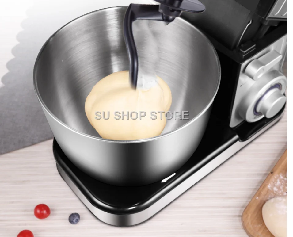 7L Stainless Steel Electric Food Stand Mixer 6-Speed Kitchen Chef with Egg Whisk Dough Cream Blender Juicer Meat Grinder Mincer