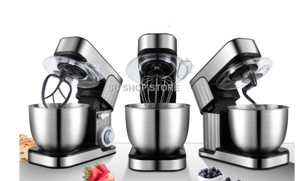 7L Stainless Steel Electric Food Stand Mixer 6-Speed Kitchen Chef with Egg Whisk Dough Cream Blender Juicer Meat Grinder Mincer