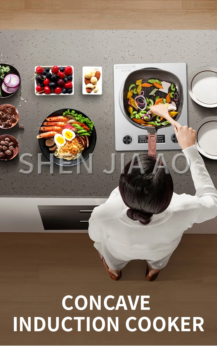 3000W Upgraded Concave Induction Cooker Household Concave Bottom Cooking Pan Integrated Commercial Battery Stove