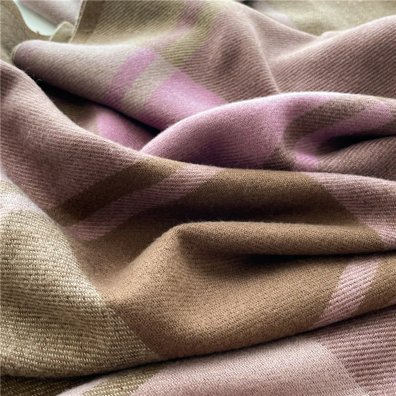 Luxury Brand Winter Plaid Women's Cashmere Scarf Warm Shawls and Wraps Thicked Wool Pashmina Female Blanket Scarves