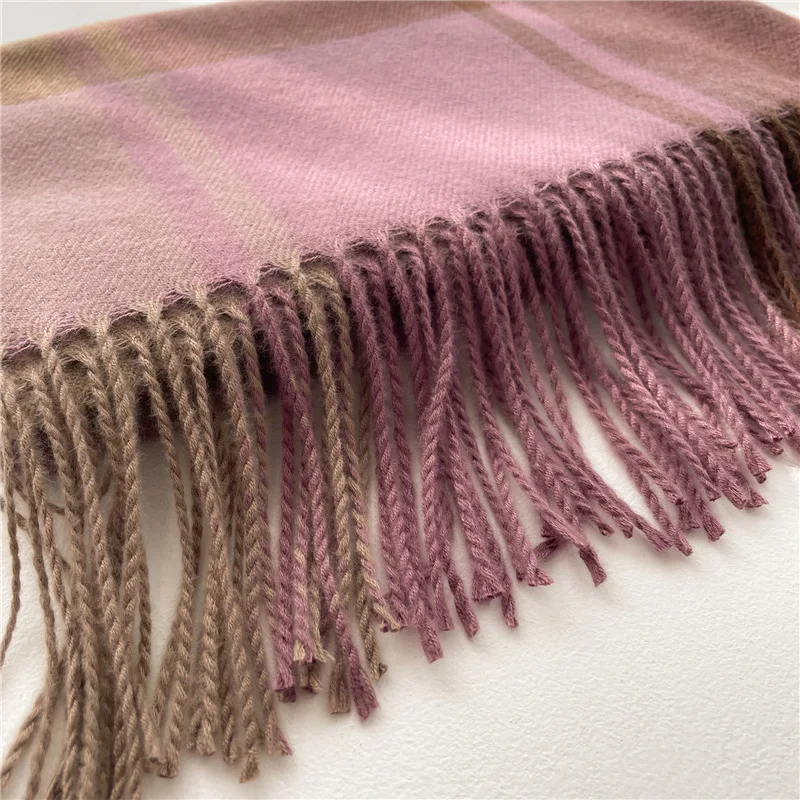 Luxury Brand Winter Plaid Women's Cashmere Scarf Warm Shawls and Wraps Thicked Wool Pashmina Female Blanket Scarves