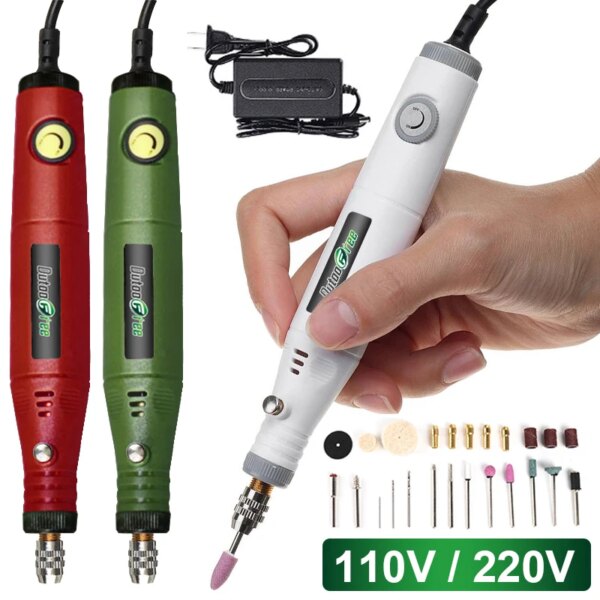 110V/220V Variable Speed Engraving Pen Mini Electric Drill Dremel Grinder Rotary Power Tools Mini Drill Kit Set 18V