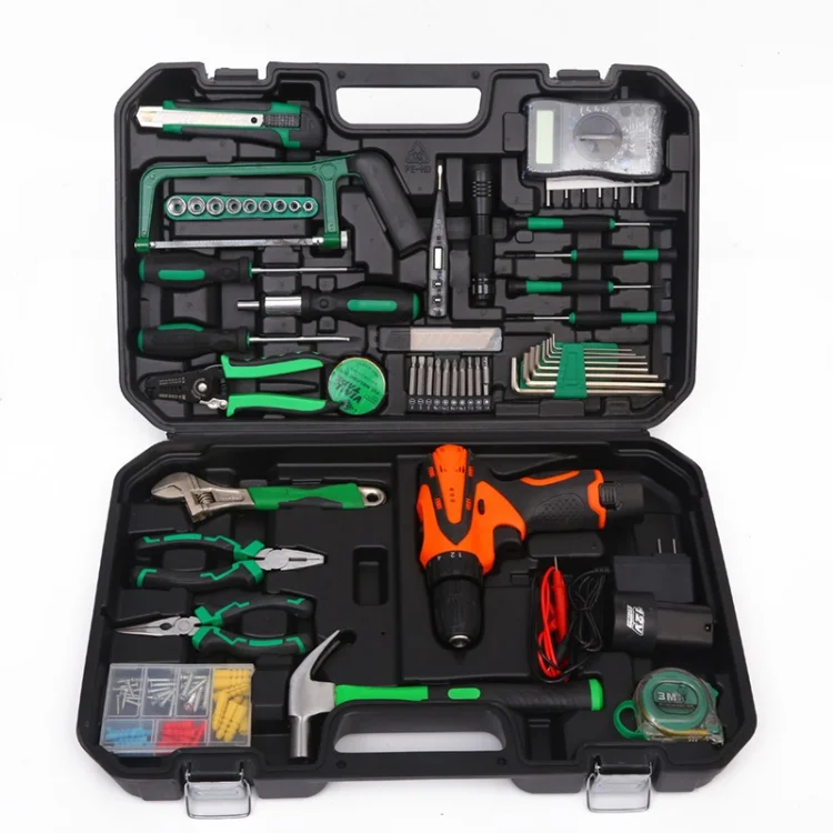 128pcs Home Power Drill Complete Toolbox Professional Tool Set Complete Drill Tools Repairs Metal Wood Car Combination Tool Box