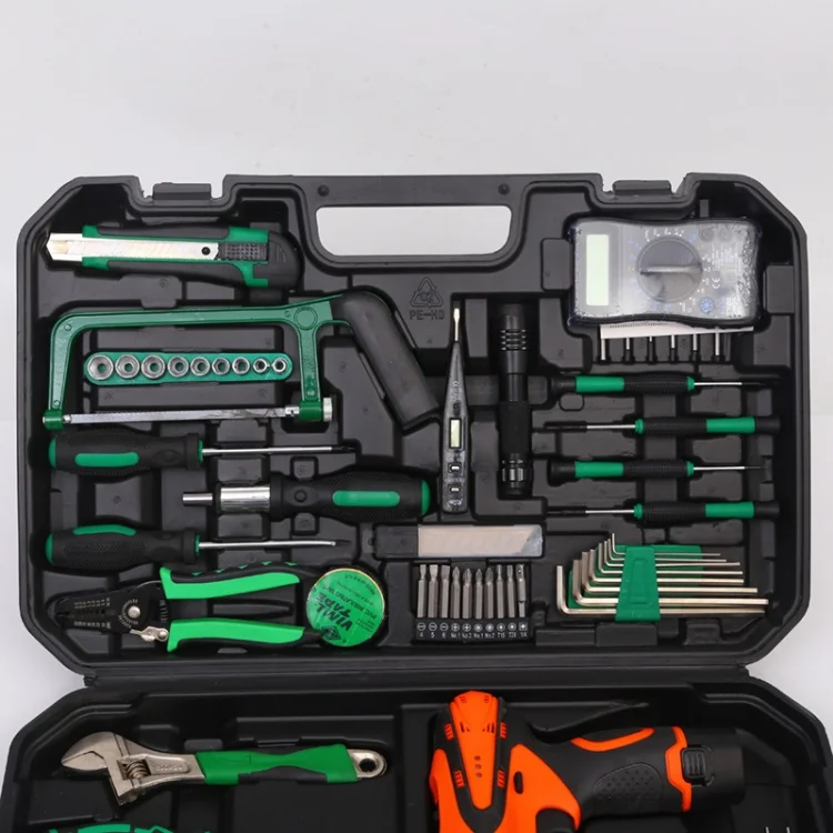 128pcs Home Power Drill Complete Toolbox Professional Tool Set Complete Drill Tools Repairs Metal Wood Car Combination Tool Box